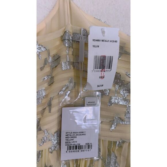 self-portrait metallic jacquard midi dress US10 - Picture 10 of 12